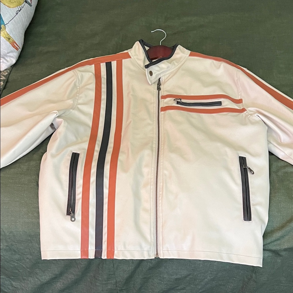 EXCHANGE White Jacket with Orange and Black Stripes